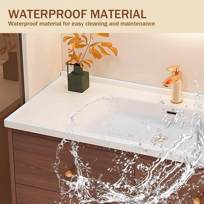 40” - 56” Minimalist Floating Bathroom Vanity Includes Three-Tier Storage Space