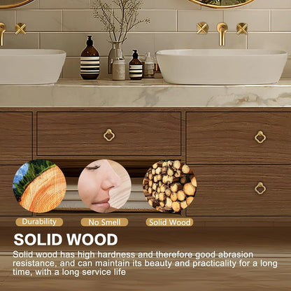 68” - 80” Retro Simple Bathroom Vanity Includes Solid Wood Cabinet & Round Mirror