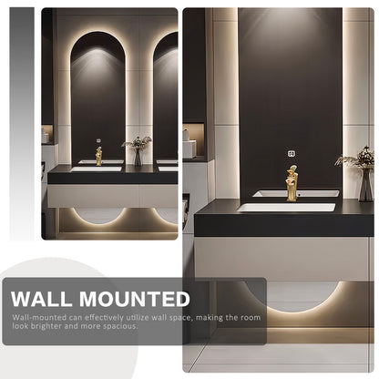 56''-78'' Wall Mount With LED Light And Oval Mirror And Countertop With Double Sink