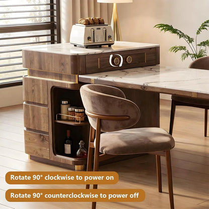 75” Modern Unique Kitchen Island with Storage & Extendable Dining Table