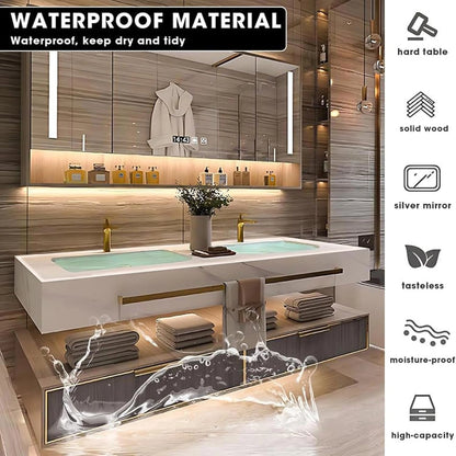 40” - 72” Exquisite Modern Bathroom Vanity with Towel Hanging & Led Light