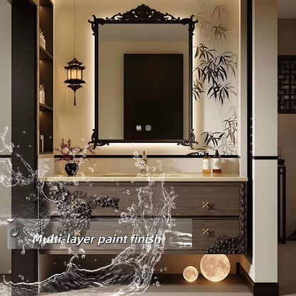 40” – 64” Vintage Carved Bathroom Vanity with Golden Cross Shaped Handle