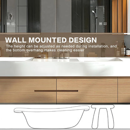 60” - 78” Simple Floating Bathroom Vanity with Mirror Cabinet & Open Shelf