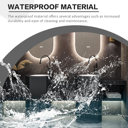 72"- 100" Bathroom Vanity With Oval Smart Mirror  and Double Sink