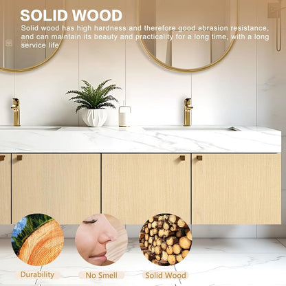 60” - 84” Symmetrical Bathroom Vanity Includes Rock Slab Ceramic Basin