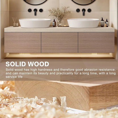 60” – 96” Minimalist Floating Bathroom Vanity with Ceramic Vessel Sinks