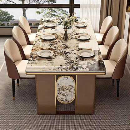55” - 71” Italian Luxury Dining Table with Gold Plated Stainless Steel Base (No Chair)
