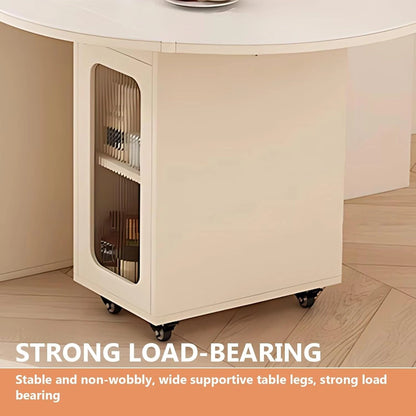 75” White Simple Kitchen Island Includes Foldable Irregular Tabletop (No Chair)