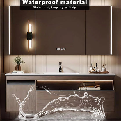 40” - 64” Unique Simple Bathroom Vanity with Semi-Hollow Storage Rack