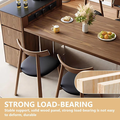 71” - 95” Natural Cozy Kitchen Island with Separable Dining Table (No Chair)