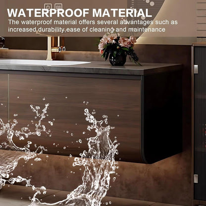 40” – 64” Brown Modern Bathroom Vanity with Horizontal Wood Grain Cabinet