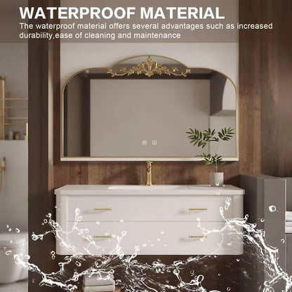 40” - 64” French Luxury Bathroom Vanity Includes Gilded Arch Carved Mirror