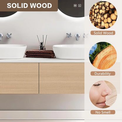 60” - 78” Art Simple Bathroom Vanity with Hidden Handle & Round Mirror