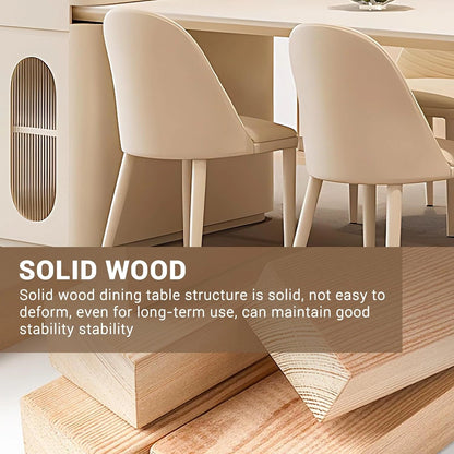 87”-102” White Minimalist Kitchen Island Includes Visualize Stripe Panel