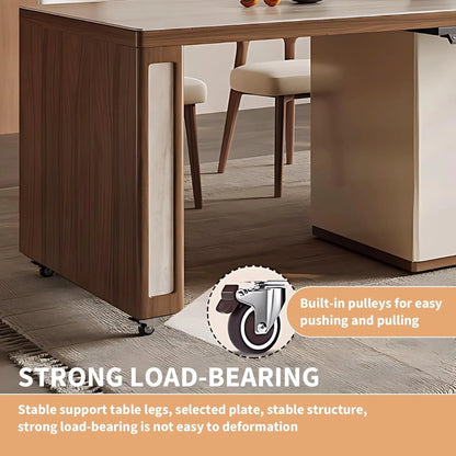 79” Light Beige Kitchen Island Includes Embedded Socket & Large Storage Space (No Chair)