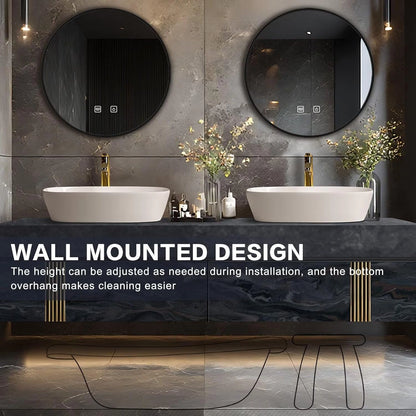 60” - 78” Sophisticated Bathroom Vanity with Symmetrical Gold Line Storage Cabinet
