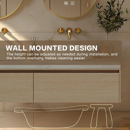 60” - 78” Modern Exquisite Bathroom Vanity Includes Round Mirrors & Above Counter Sinks