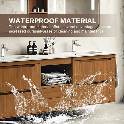 60” - 78” Modern Bathroom Vanity Includes Symmetrical Drawer & Square Mirror