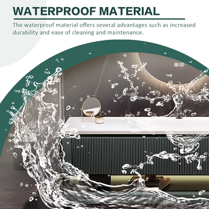 36"- 64" Bathroom Vanity with Wall Mounted Led Oval Mirror and Single Sink