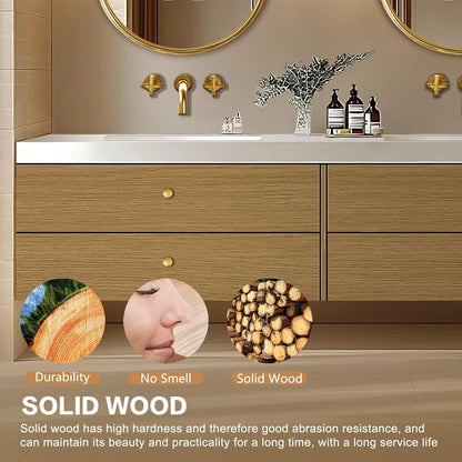 60” - 84” Vintage Wood Bathroom Vanity with Symmetrical Golden Accessories