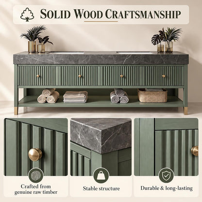 52''-110'' Luxury Bathroom Vanity with Double Sink Includes  Green Wood Grain