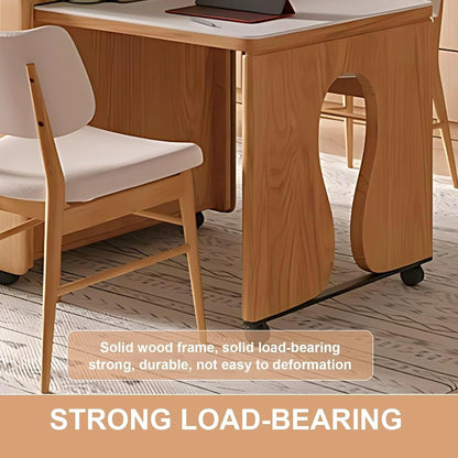 94” - 102” Exquisite Log Kitchen Island Includes Embedded Socket & Glass Door (No Chair)