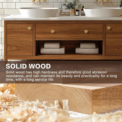 68” - 96” Exquisite Wood Bathroom Vanity with Open Storage Rack