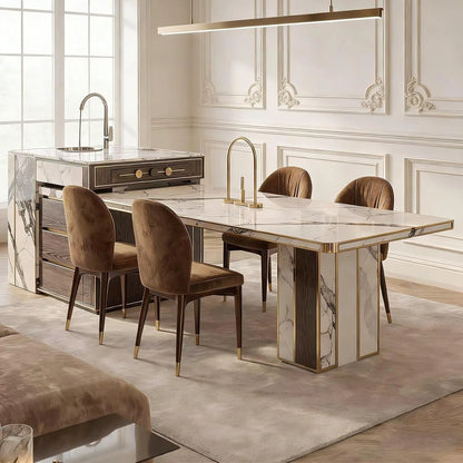 75” Luxurious Kitchen Island with Extendable Dining Table & 2 Drawers