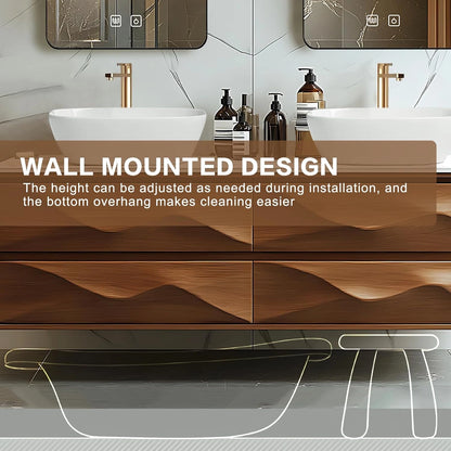 60” - 78” Simple Art Bathroom Vanity Includes Wave Texture Design & Double Sinks