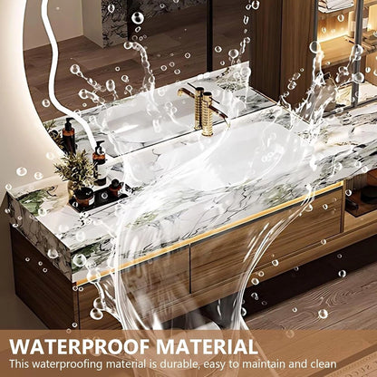 68” - 80” Floating Bathroom Vanity with Semicircular Smart LED Defog Mirror