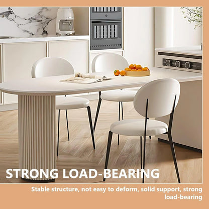 61” - 77” Practical Minimalist Kitchen Island Includes Cylindrical Striped Table Foot (No Chair)