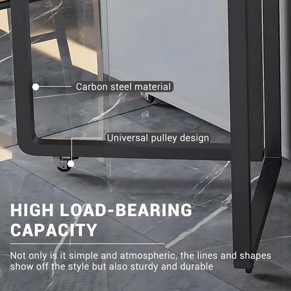 47” Grey Modern Kitchen Island Includes Foldable Desktop and 6 Chairs