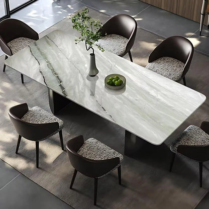 55” - 71” Minimalist Luxury Dining Table with Green Veined Countertop (No Chair)