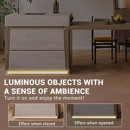 94” - 102” Elegant Modern Kitchen Island Includes White Wood Color Mosaic Design (No Chair)