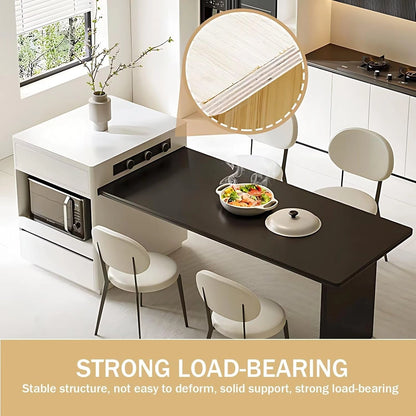 51” - 79” Modern Minimalist Kitchen Island with Storage Includes Sliding Rail Socket (No Chair)