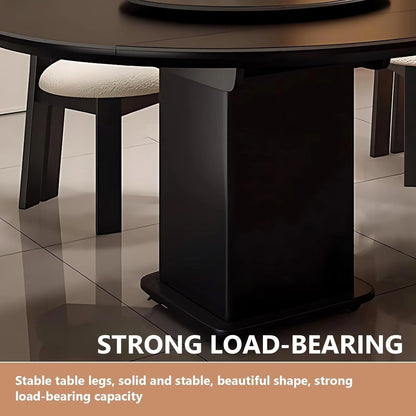 75” - 83” Black Modern Kitchen Island Includes Round Table Design & Ambient Light (No Chair)