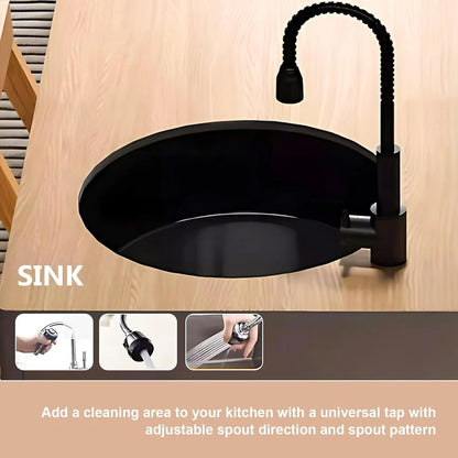 71” - 91” Flexible Kitchen Island Includes Integrated Slate Sink & Retractable Table (No Chair)