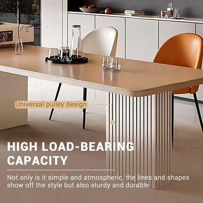 106” Simple Cozy Kitchen Island Includes Striped Design Table Legs (No Chair)