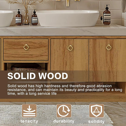 72” - 96” Retro Log Bathroom Vanity with Open Storage Rack