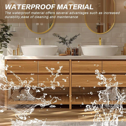 60” – 96” Natural Bathroom Vanity with Hidden Door Handle & Double Sinks