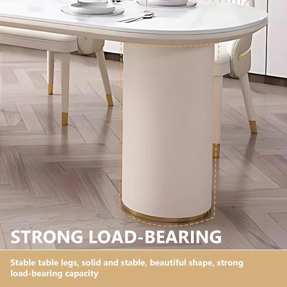 75” - 91” White Minimalist Kitchen Island Includes Cylindrical Base (No Chair)