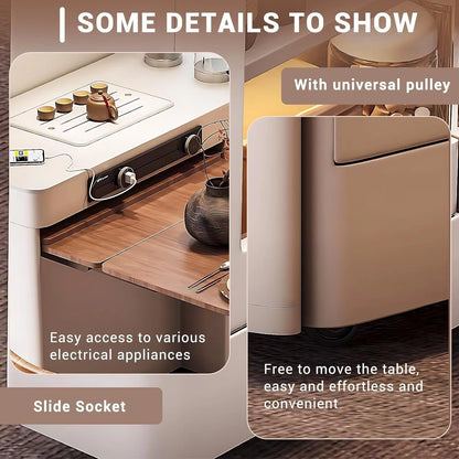 81” Practical Flexible Kitchen Island Includes Wood Style Desktop (No Chair)