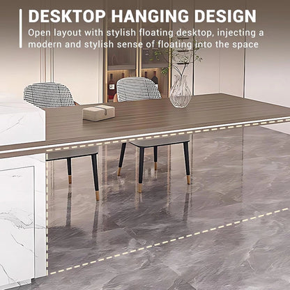 94” - 102” Kitchen Island Includes Desktop Floating Design & Ambient Light (No Chair)