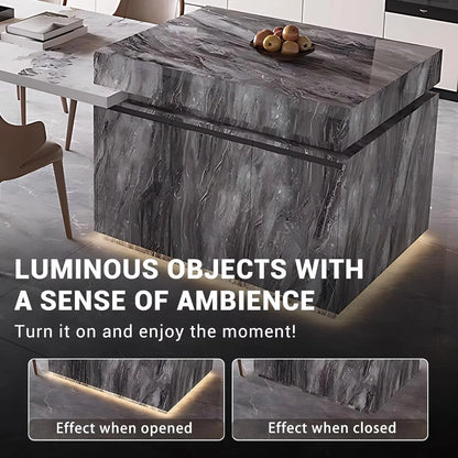 87” - 98” Sophisticated Texture Kitchen Island Includes Gray Stripe Pattern Design (No Chair)