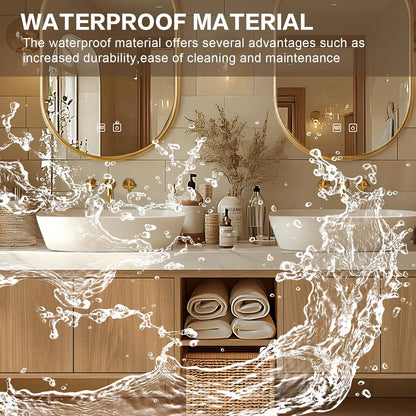 68” - 96” Simple Cozy Bathroom Vanity with Irregular Mirror & Open Storage Rack