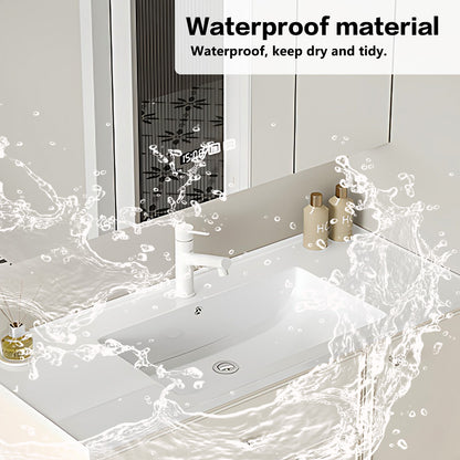 40"- 64" White Bathroom Vanity Wall Mounted With Single Sink And Mirror Cabinet