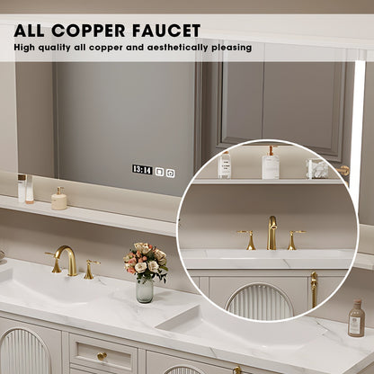 36"- 78" Freestanding Vanity Set for Bathroom with Large Storage Mirror Cabinet and Sink