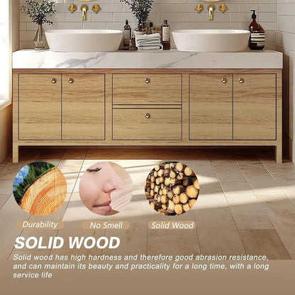 72” - 96” Modern French Bathroom Vanity Includes Round Defog Mirrors