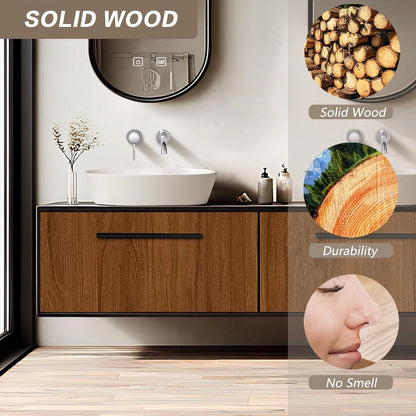 60”- 78” Unique Bathroom Vanity Includes Log Cabinet & Black Frame Mirror