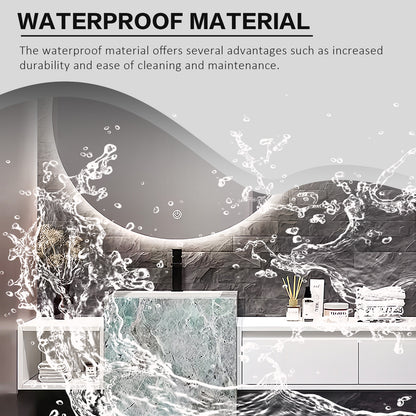 56"- 72" Freestanding Single Ceramic Sink With Round Smart Led Mirror